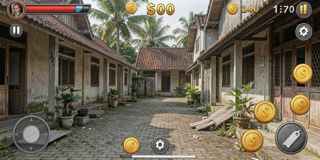 Tangkapan layar menampilkan karakter utama beraksi dalam pertempuran epik.